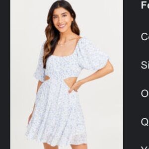 NWT Altard State Fern Dress L cutout mini blue floral dress